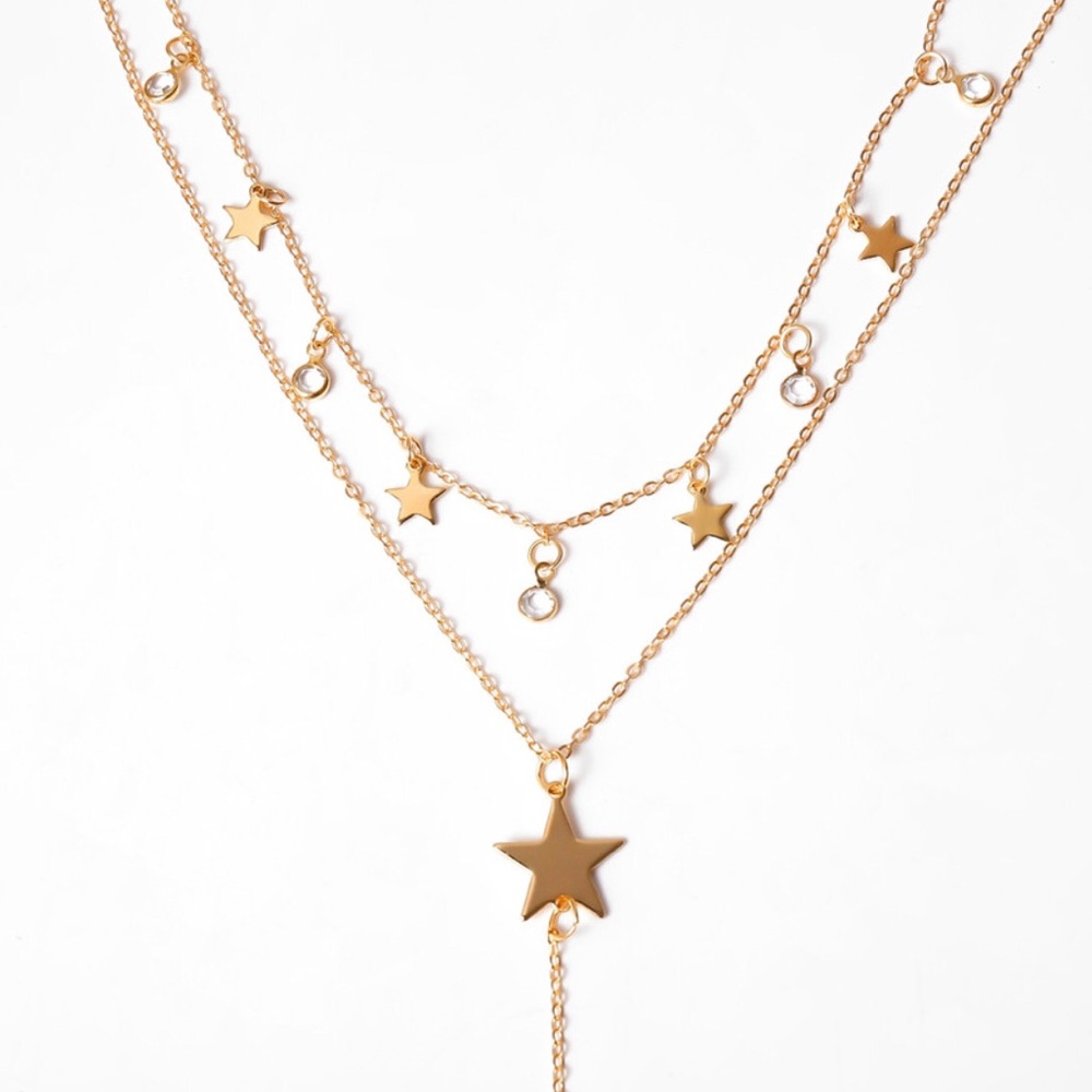 Gold Star Charm Layered Necklace - Picture 2 of 5